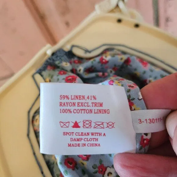 Cath Kidston Floral Embroidered Linen Handbag Purse - Picture 5 of 11